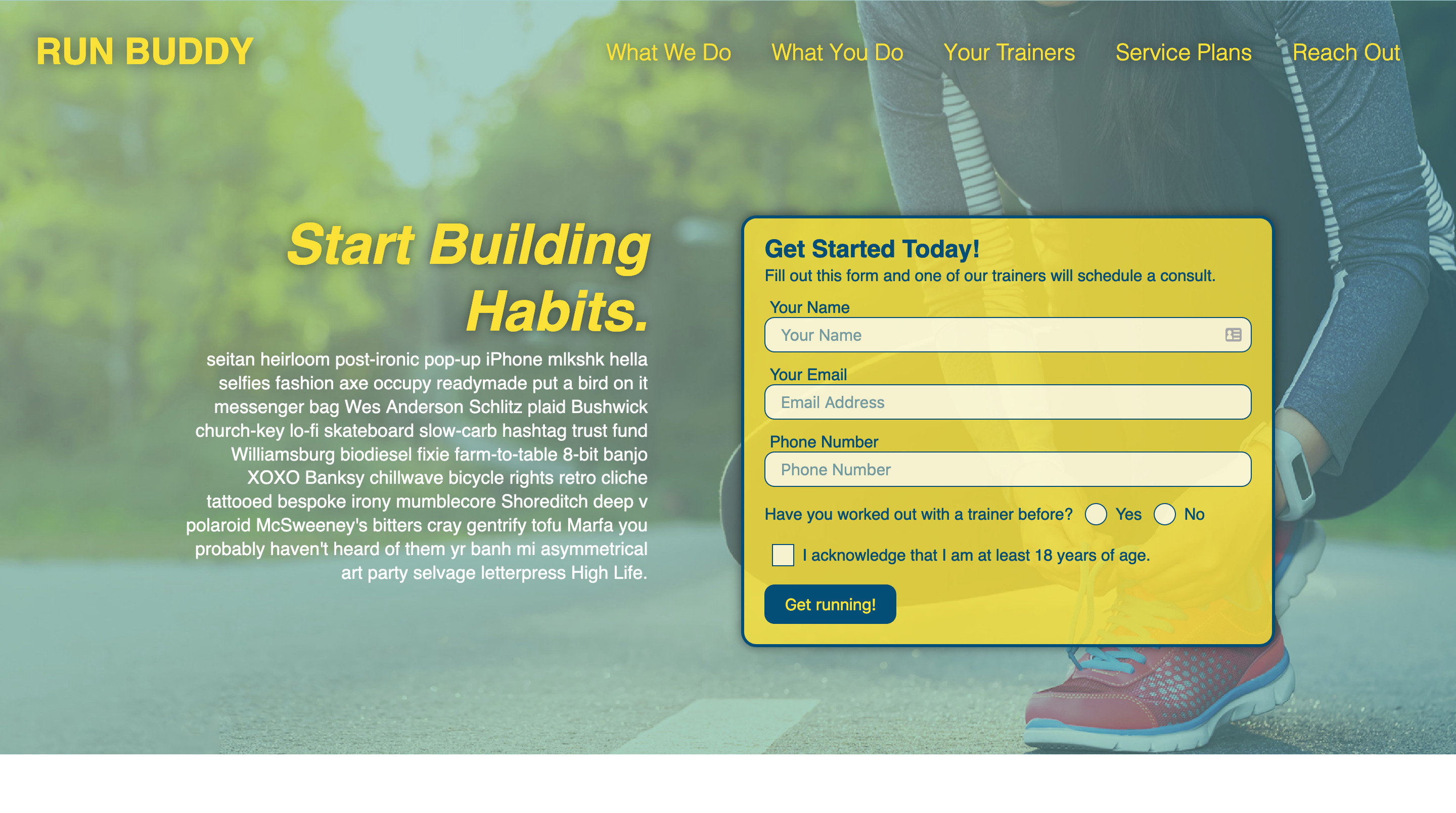 Place holder Run Buddy Personal Trainer site